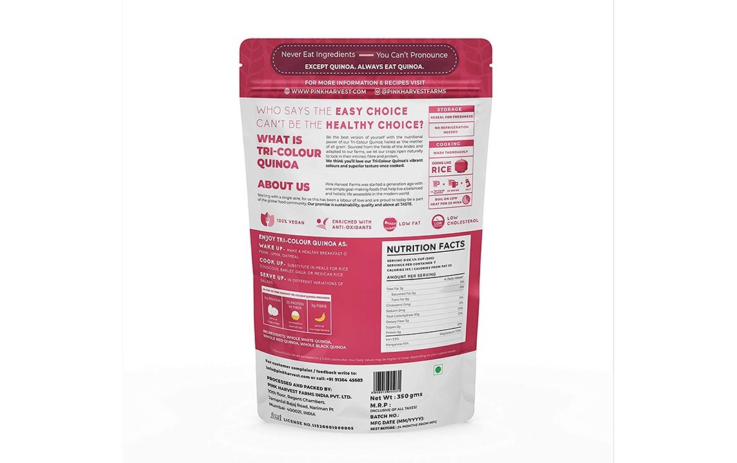 Pink Harvest Farms Tri-Colour Quinoa    Pack  350 grams